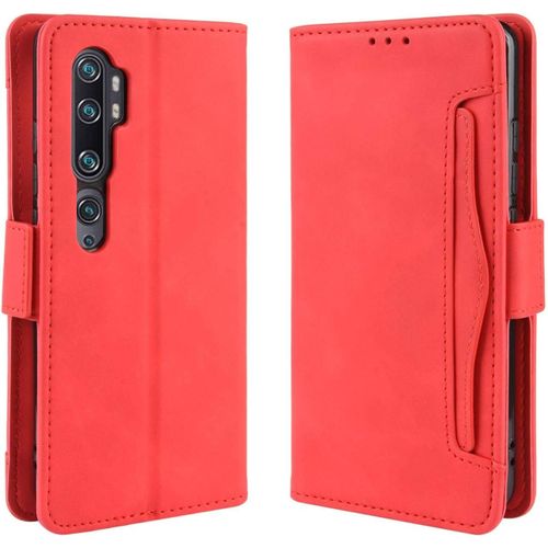 Coque Xiaomi Mi Note 10/Note 10 Pro,Housse En Pu Cuir De Haute Qualité Avec Emplacements De Cartes Flip Etui Pour Xiaomi Mi Note 10/Note 10 Pro Rouge