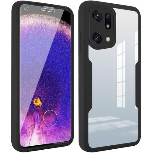 Coque Pour Oppo Find X5 5g, 360-Degrés Étui Silicone Case Avec Protection D'écran Transparent Full Body Housse Résistant Aux Chocs Et Aux Rayures, Noir
