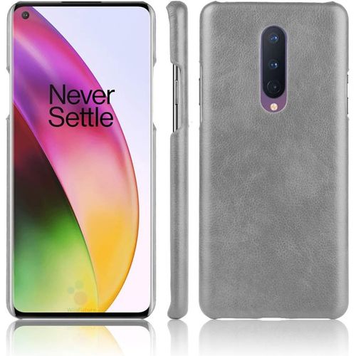 Coque Oneplus 8,Haute Qualité Cuir Pu Dur Pc Housse De Protection Etui Pour Oneplus 8 Gris