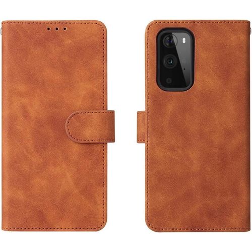 Coque Oneplus 9,Housse En Pu Cuir De Haute Qualité Avec Emplacements De Cartes Flip Etui Pour Oneplus 9 Marron