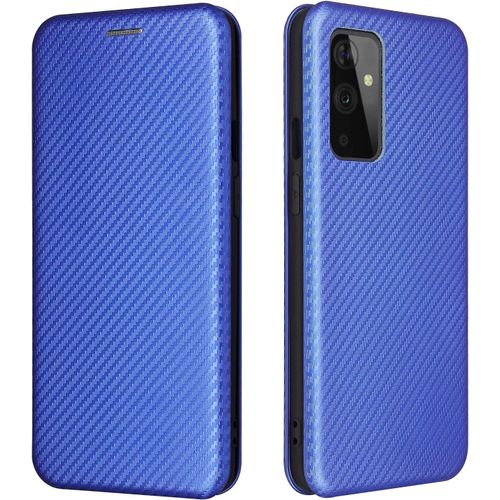 Coque Oneplus 9,Housse Rigide En Fibre De Carbone Antichoc Flip Etui Pour Oneplus 9 Bleu