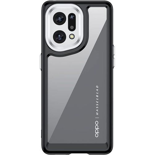 Transparent Coque Pour Oppo Find X5 5g, Ultra Mince Élégant Dur Dos Étui De Antichoc Silicone Pc + Tpu Bumper Protection Housse, Noir