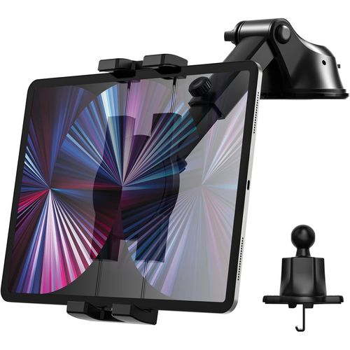 Support Tablette Avant Voiture, Oilacn Universel Support Tablette Tableau De Bord/Pare-Br /Grille Aeration Avec Ventouse Et Bras Télescopique Pour Ipad Pro Air Mini, Galaxy, Iphone (4-12,9"")