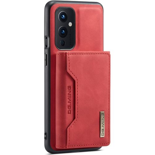 Étui Portefeuille Rétro De Luxe En Cuir Pu Pour Oneplus 9 Avec Porte-Cartes Et Compartiments Pour Cartes Rouge