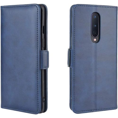 Retourner Coque Cuir Pu Premium Housse Portefeuille Étui De Bumper À Clapet Cover Coque Pour Oneplus 8 Smartphone Bleu