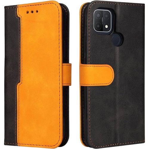 Coque Pour Oppo A15 Business Splicing En Cuir Pu Résistant Aux Chocs Avec Support Et Fente Pour Carte Et Boucle Magnétique Pour Oppo A15 A15s A35 65"" U2013 Orange