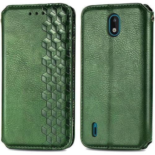 Coque Pour Nokia 1.3 En Cuir Synthétique Couleur Unie Magnétique Avec Fonction Support Pour Nokia 1.3 57"" Vert