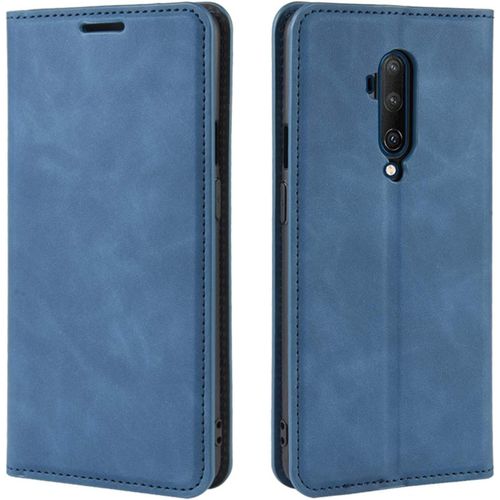 Coque Pour Oneplus 7t Pro 6.67"", Flip Coque En Pu Cuir Housse Protection De Coque Rétro Matte Case Cover Pour Oneplus 7t Pro Smartphone Bleu