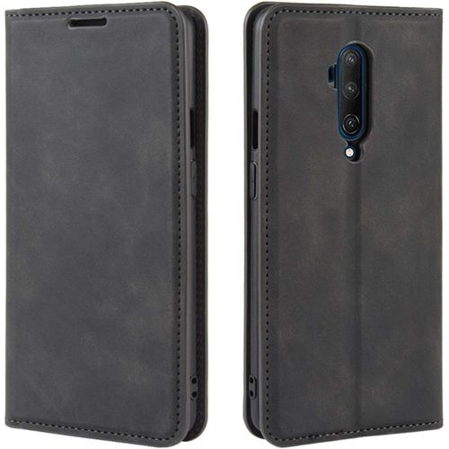 Coque Pour Oneplus 7t Pro 6.67"", Flip Coque En Pu Cuir Housse Protection De Coque Rétro Matte Case Cover Pour Oneplus 7t Pro Smartphone Noir