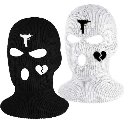 2 Pcs 3 Trous Uzi Balaclava Ski Masque Tricoté Masque Facial Complet Pour Hommes Femmes Sports De Plein Air D¿Hiver