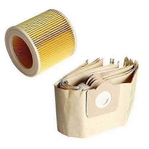 5x Sac à poussière 1x Filtre pour Aspirateur Karcher Wd3 Premium