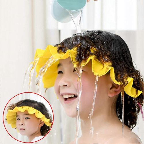 Bonnet De Douche De Bébé Chapeau De Bain En Silicone, Bonnet De Douche Réglable Pour Enfants, Bébé Chapeau De Protection Souple Chapeau De Sécurité Visière Chapeau Pour Les Enfants En Bas Âge (Jaune, Grand S 