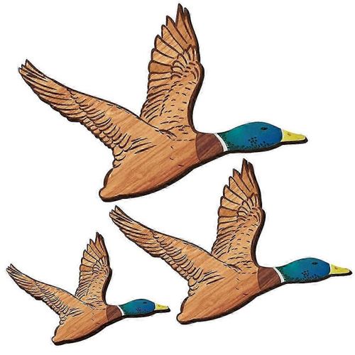 3 taille canard colvert Wall Art canards en bois Wall Decor rustique oiseaux volants Wall Decor sculpté bois Wall Art pour la maison