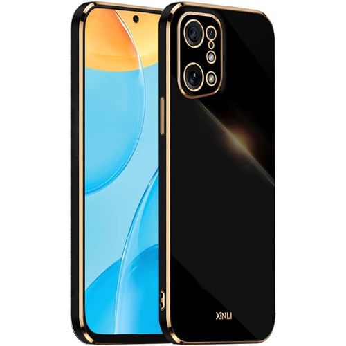 Coque Pour Oppo Find X5 6.55"" Inches , Étui En Tpu Souple En Silicone, Design De Cadre De Galvanoplastie - Le Noir