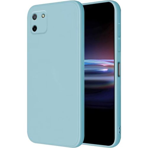 Coque Pour Realme C11 2020 Protection Étui, 6.5"" Inches Liquide Tpu Silicone Case Anti Rayures Ultra Mince Souple Cover En Silicone Bleu Clair