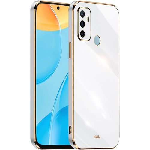 Coque Pour Oppo A53 / Oppo A53s 6.5"" Inches , Étui En Tpu Souple En Silicone, Design De Cadre De Galvanoplastie - Blanc