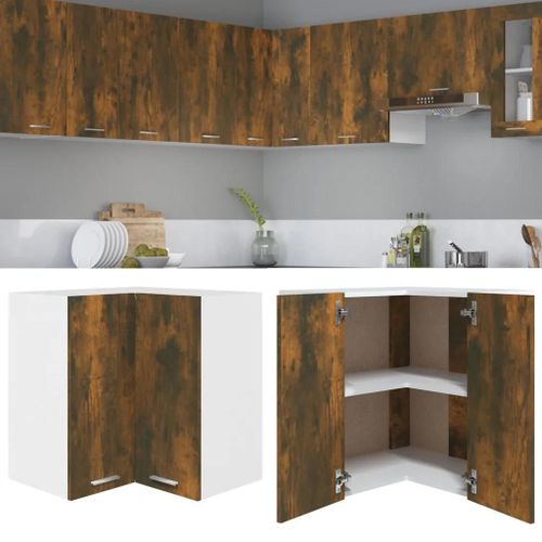 Vidaxl Armoire D'angle Suspendue ""Lyon"" Chêne Fumé Bois D'ingénierie
