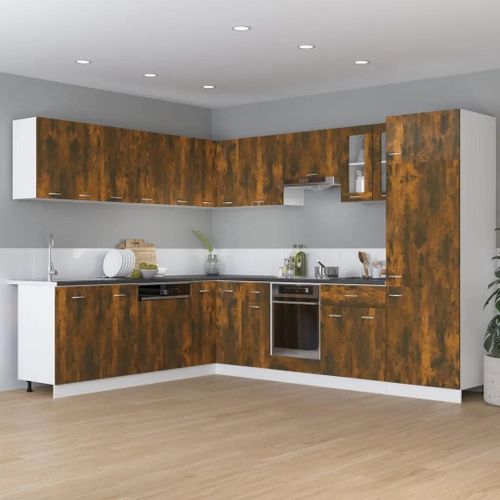 Vidaxl Armoire De Plancher À Tiroir ""Lyon"" Chêne Fumé 60x46x81,5 Cm