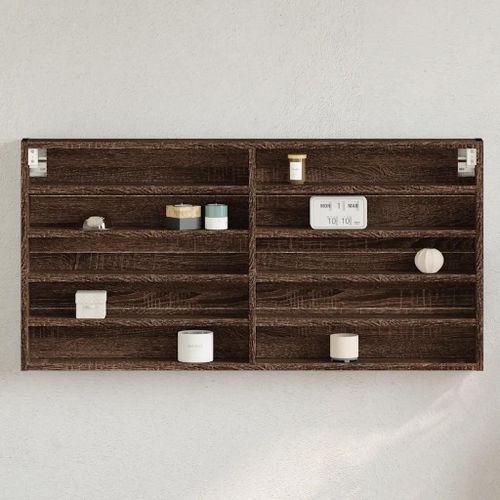 Vidaxl Armoire À Vitrine Chêne Marron 100x8,5x50 Cm Bois D'ingénierie