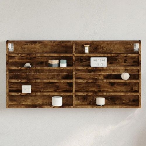 Vidaxl Armoire À Vitrine Chêne Fumé 100x8,5x50 Cm Bois D'ingénierie