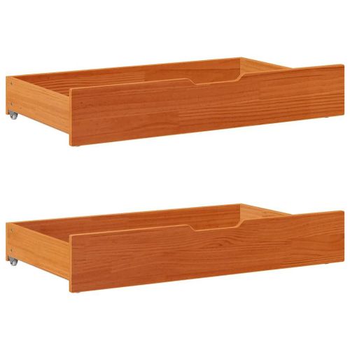 Vidaxl Tiroirs Sous Le Lit 2 Pcs Brun Cire 95x55x17 Cm Pin Massif