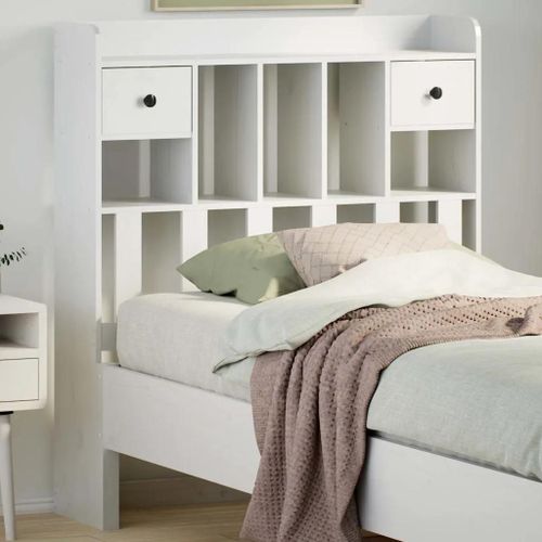 Vidaxl Tête De Lit Avec Rangement Blanc 100 Cm Bois Massif De Pin