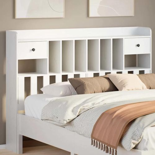Vidaxl Tête De Lit Avec Rangement Blanc 150 Cm Bois Massif De Pin