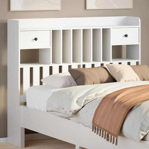 Vidaxl Tête De Lit Avec Rangement Blanc 135 Cm Bois Massif De Pin