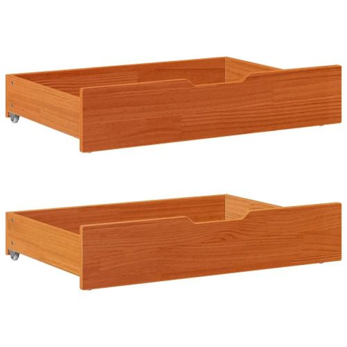 Vidaxl Tiroirs Sous Le Lit 2 Pcs Brun Cire 85x55x17 Cm Pin Massif