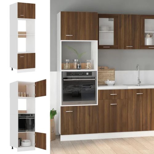 Vidaxl Armoire À Micro-Ondes ""Lyon"" Chêne Marron 60x57x207 Cm