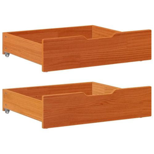 Vidaxl Tiroirs Sous Le Lit 2 Pcs Brun Cire 75x55x17 Cm Pin Massif