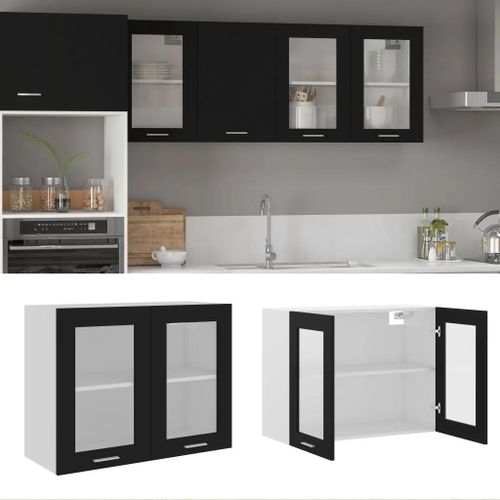 Vidaxl Armoire En Verre Suspendue ""Lyon"" Noir 80x31x60 Cm
