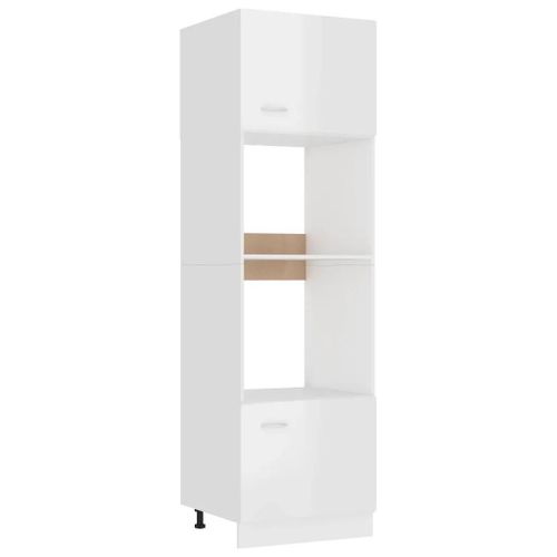 Vidaxl Armoire À Micro-Ondes ""Lyon"" Blanc Brillant Bois D’Ingénierie