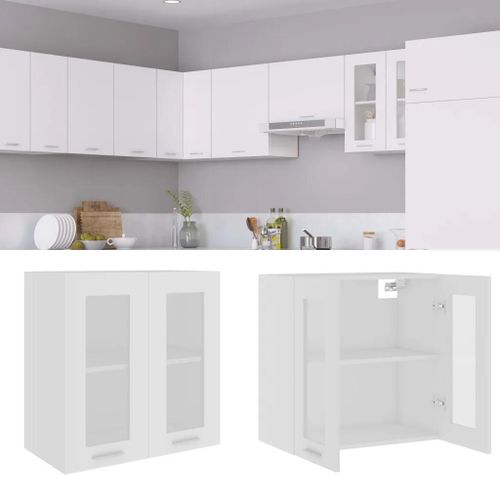 Vidaxl Armoire En Verre Suspendue ""Lyon"" Blanc 60x31x60 Cm