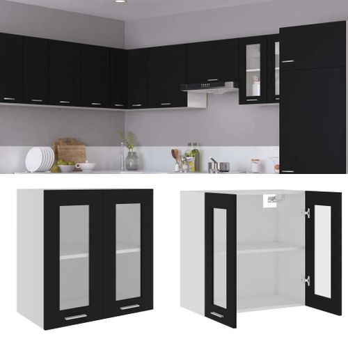 Vidaxl Armoire En Verre Suspendue ""Lyon"" Noir 60x31x60 Cm