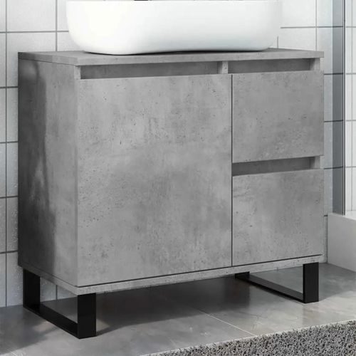 Vidaxl Armoire De Lavabo De Salle De Bain Gris Béton 65x33x60 Cm