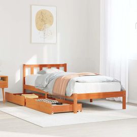 Vidaxl Cadre De Lit Sans Matelas Cire Marron 90x190 Cm Bois Pin Massif
