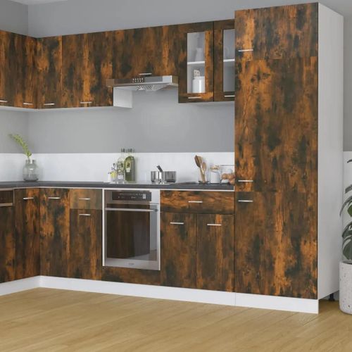 Vidaxl Armoire Vitrée Suspendue ""Lyon"" Chêne Fumé 60x31x60 Cm