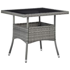 Vidaxl Table À Manger D'extérieur Gris Résine Tressée Et Verre