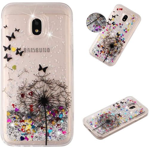Silicone Coque Pour Samsung Galaxy J3 2017 Paillettes Glitter 3d Antichoc Tpu Souple Etui Transparente Motif Housse De Protection Strass Liquide Bumper Case Cover Pour Fille Femme Pissenlit
