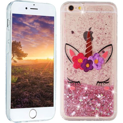Paillettes Coque Pour Iphone 6s 6 4.7 Inch Silicone Souple Glitter Antichoc Etui Iphone 6 6s Transparente Motif Housse De Protection Tpu Case Pour Fille Femme Licorne Rose