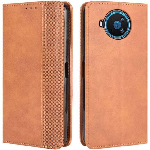 Coque Pour Nokia 8.3 Housse À Rabat En Retro Pu Cuir Flip Cover Case Antichoc Magnétique Portefeuille Etui Pour Nokia 8.3 5g Coque Marron
