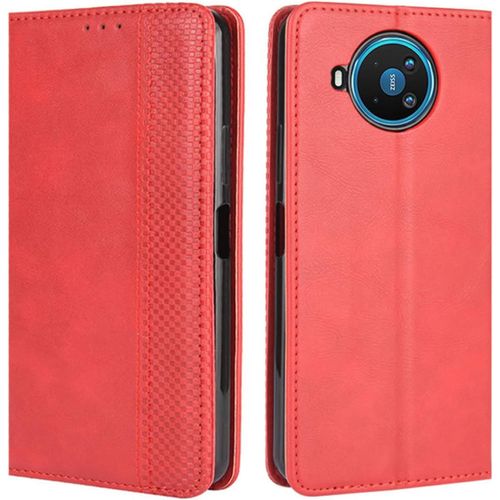 Coque Pour Nokia 8.3 Housse À Rabat En Retro Pu Cuir Flip Cover Case Antichoc Magnétique Portefeuille Etui Pour Nokia 8.3 5g Coque Rouge