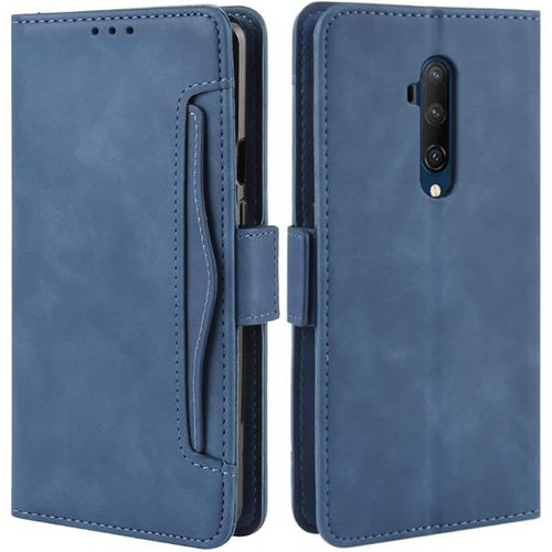 Coque Pour Oneplus 7t Pro Protection Intégrale Magnétique Résistante Aux Chocs Étui Portefeuille En Cuir Avec Emplacement Pour Carte Pour Oneplus 7t Pro Bleu