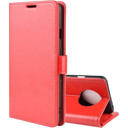 Coque Pour Oneplus 7t Etui Housse À Rabat En Retro Pu Cuir Flip Leather Case Cover Antichoc Portefeuille Protection Stand Coque Avec Slots De Cartes Pour Oneplus 7t Rouge