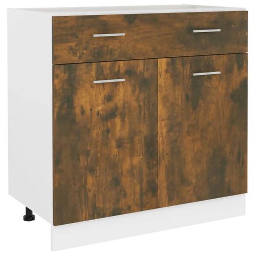 Vidaxl Armoire De Plancher À Tiroir ""Lyon"" Chêne Fumé 80x46x81,5 Cm