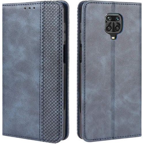 Coque Pour Xiaomi Redmi Note 9s, Redmi Note 9 Pro Coque, Housse À Rabat En Retro Pu Cuir Flip Cover Case Antichoc Magnétique Portefeuille Etui Pour Redmi Note 9s Coque Bleu