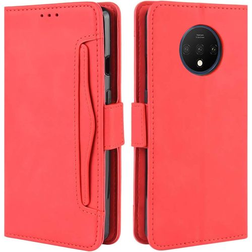Oneplus 7t Étui Portefeuille En Cuir Avec Portecartes Pour Oneplus 7t Rouge