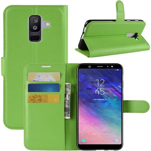 Coque Galaxy A6 Plus 2018, Premium Étui En Cuir Pu Leather Wallet Portefeuille Housse Flip Case Cover Pour Samsung Galaxy A6 Plus 2018 Smartphone Vert