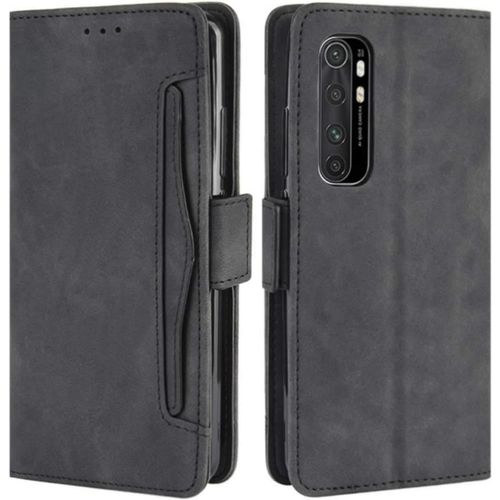 Coque Pour Xiaomi Mi Note 10 Lite, Housse À Rabat En Premium Pu Cuir Flip Cover Case Antichoc Portefeuille Etui Pour Xiaomi Mi Note 10 Lite Coque, Noir
